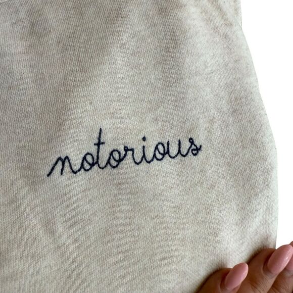 Maison Labiche M Notorious Embroidered Crewneck Sweatshirt‎ Beige Navy Cotton - Picture 4 of 7
